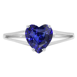 Solitär-Herzschliff-Ring Sri Lankan Saphir mit geteiltem Schaft 2,50 Karat