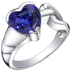 Solitär-Hochzeitsring Weißgold Herz Blauer Saphir 3 Karat