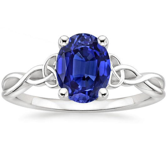Solitär-Jubiläumsring Vintage-Stil Oval Blauer Saphir 2 Karat - harrychadent.ch