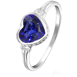 Solitär-Lünetten-Set Herz Naturblauer Saphirring 2 Karat