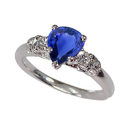 Solitär mit Akzenten Blauer Saphirring Milgrain Schaft 1,75 Karat