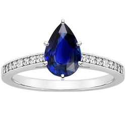 Solitär mit Akzenten Ring Blauer Saphir 3,50 Karat Kanaleinstellung
