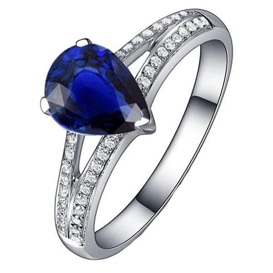 Solitär mit Akzenten Ring Doppelschaft Blauer Saphir 3,25 Karat - harrychadent.ch