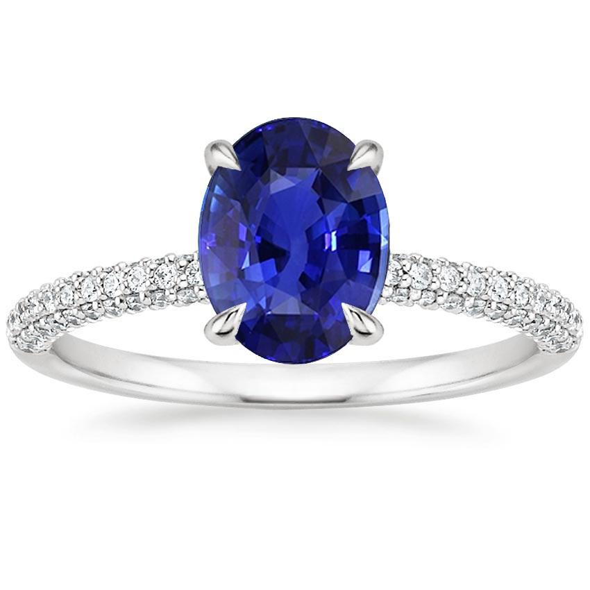 Solitär mit Akzenten Ring Oval Blauer Saphir & Diamanten 5,25 Karat - harrychadent.ch