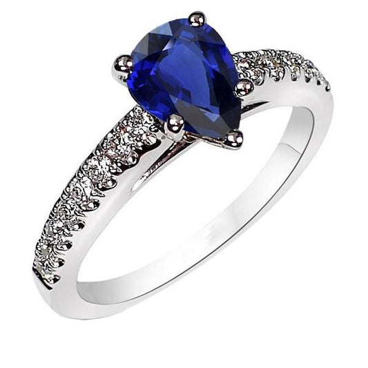 Solitär mit Akzenten Ring Teardrop Style Blauer Saphir 2,50 Karat - harrychadent.ch