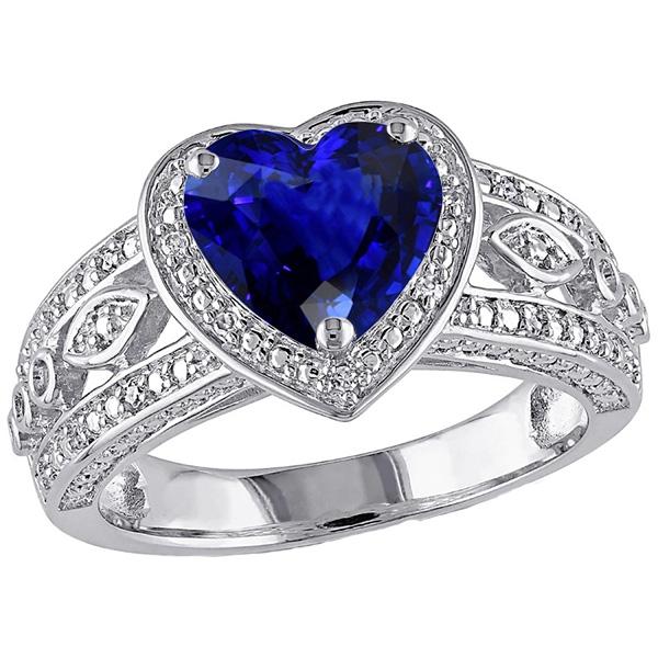 Solitär Ring Herz Tiefblauer Saphir Vintage-Stil 2 Karat - harrychadent.ch