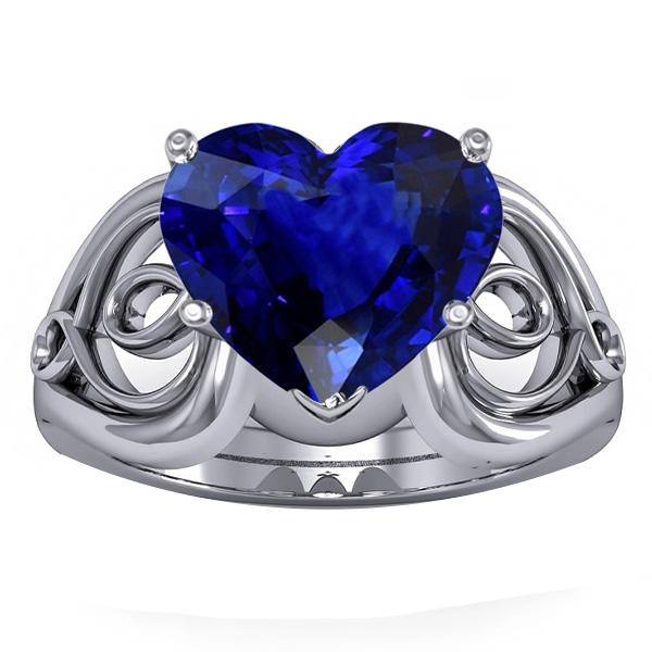 Solitär Ring Herz Tiefblauer Saphir Vintage-Stil 3.50 Karat - harrychadent.ch