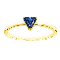 Solitär-Ring in Trillion-Form Gelbgold 14K Blauer Saphir 1 Karat