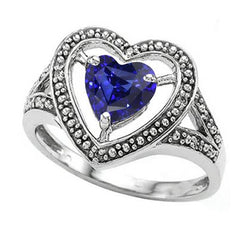 Solitär-Ring mit blauem Saphir im Vintage-Stil im Herzschliff 1,50 Karat