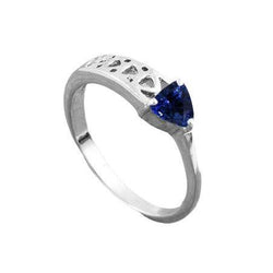 Solitär Ring Trillion Vintage-Stil Blauer Saphir 0.50 Karat Gold