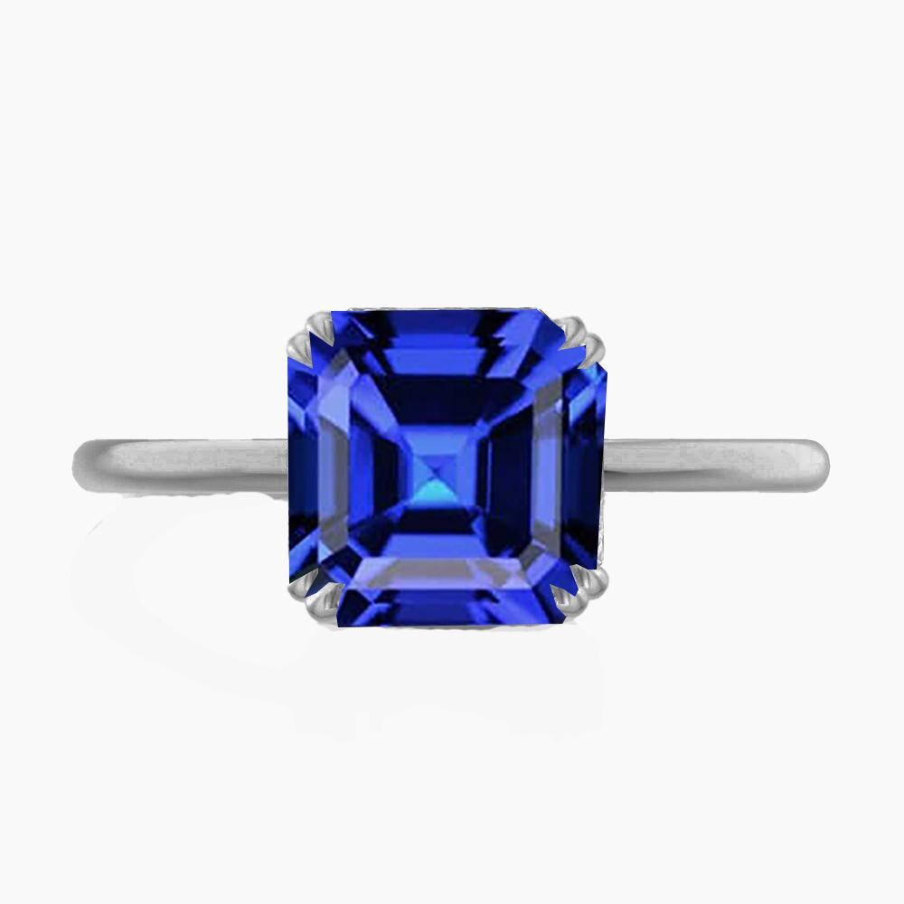 Solitär Saphir Ring Asscher Cut Double Prong Gold 14K 2,50 Karat - harrychadent.ch