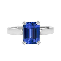 Solitär Smaragd Ring Krappen Set Ceylon Saphir 2,50 Karat Gold 14K