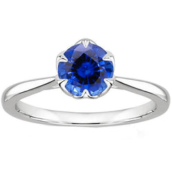 Solitär Sri Lanka Saphir Ring 2 Karat Konischer Schaft Weißgold
