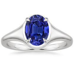 Solitär Sri Lanka Saphir Ring Weißgold 14K Ovalschliff 3 Karat