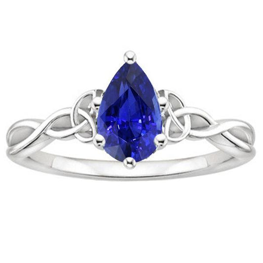Solitär-Verlobungsring Birnenblauer Saphir Vintage-Stil 3 Karat - harrychadent.ch
