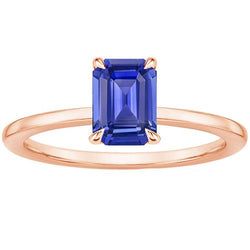 Solitärring Ceylon Saphir 3 Karat Roségold im Smaragdschliff 14K