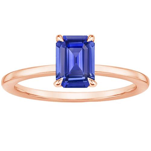 Solitärring Ceylon Saphir 3 Karat Roségold im Smaragdschliff 14K - harrychadent.ch