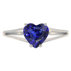 Solitärring Herz Ceylon Saphir 2 Karat 14K Gold Split Shank