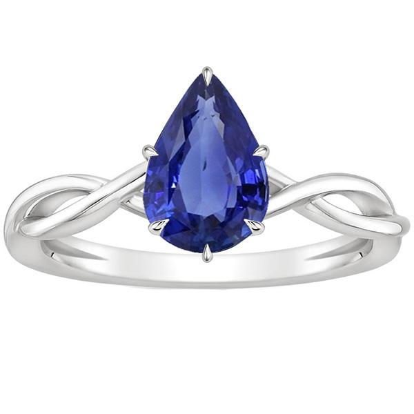 Solitärring Infinity Style Birnenblauer Saphir 2.50 Karat