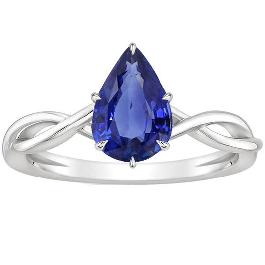 Solitärring Infinity Style Birnenblauer Saphir 2.50 Karat