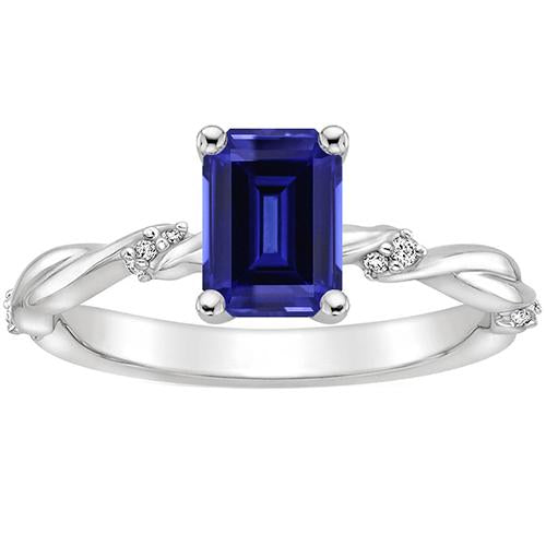 Solitärring mit Akzenten Blauer Saphir & Diamant 3,50 Karat - harrychadent.ch