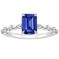 Solitärring mit Akzenten Blauer Saphir & Diamant 4 Karat