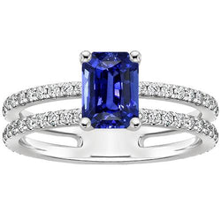 Solitärring mit Akzenten Blauer Saphir & Diamant 4,50 Karat