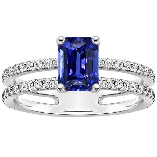 Solitärring mit Akzenten Blauer Saphir & Diamant 4,50 Karat - harrychadent.ch