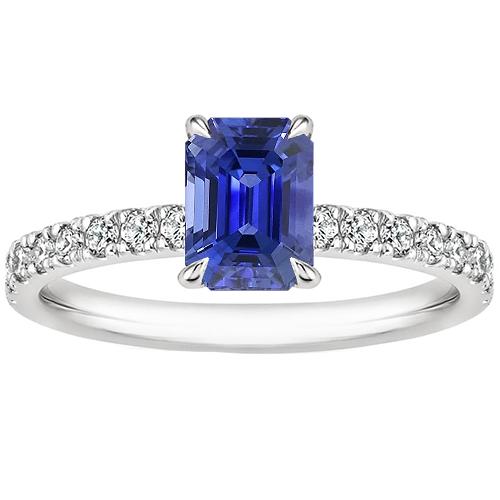 Solitärring mit Akzenten Strahlend blauer Saphir & Diamant 4 Karat - harrychadent.ch