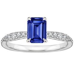 Solitärring mit Akzenten Smaragdblauer Saphir & Diamant 4 Karat