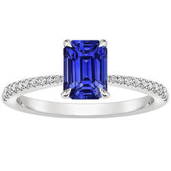 Solitärring mit Akzenten Smaragdblauer Saphir & Diamant 4 Karat