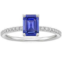 Solitärring mit Akzenten Smaragdblauer Saphir & Diamanten 4 Karat