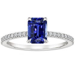 Solitärring mit Akzenten Strahlender Ceylon-Saphir & Diamant 4 Karat