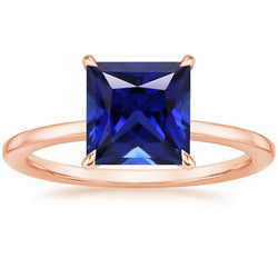 Solitärring Roségold 14K Princess Cut Ceylon Saphir 5 Karat