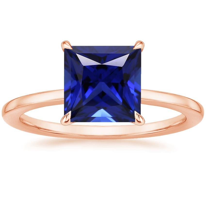 Solitärring Roségold 14K Princess Cut Ceylon Saphir 5 Karat - harrychadent.ch