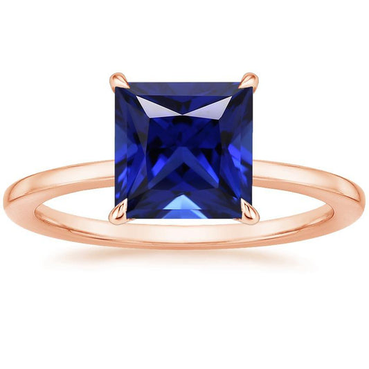 Solitärring Roségold 14K Princess Cut Ceylon Saphir 5 Karat - harrychadent.ch