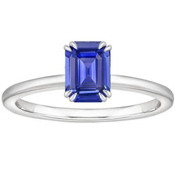 Solitärring Smaragdblauer Saphir 3 Karat Weißgold 14K
