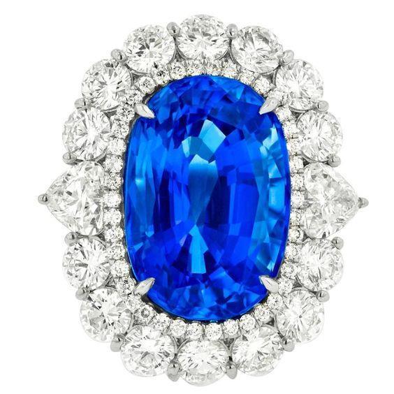 Sri Lanka Blauer Saphir Diamant 8.25 Kt Ring Gold Weiß 14K