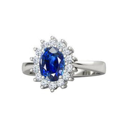 Sri Lanka Blauer Saphir-Diamant-Verlobungsring 2.60 ct Weißgold 14K