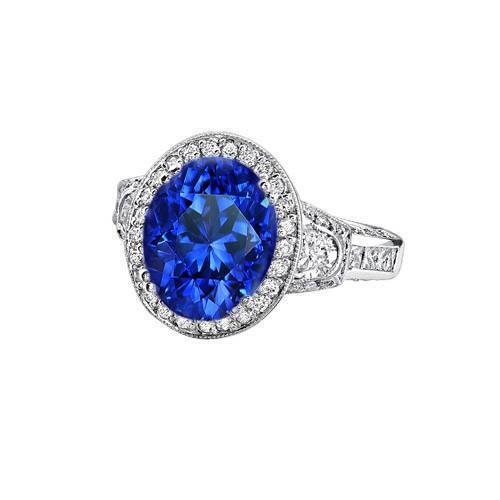 Sri Lanka Blue Sapphire Diamants Ring 5,33 Karat Weißgold 14K Neu - harrychadent.ch