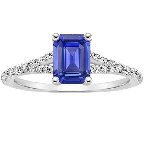 Sri Lanka Saphir & Diamant 4 Karat Smaragd Solitär Ring mit Akzenten - harrychadent.ch