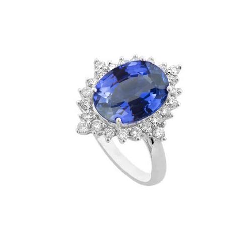 Sri Lanka Saphir Ovaler Diamantring 8.51 Karat Edelsteinschmuck