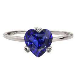 Srilanka Saphir Solitaire Herzförmiger Ring 2 Karat Damenschmuck