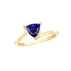 Srilanka Saphir Solitaire Trillion Shaped Ring 1 Karat Gelbgold