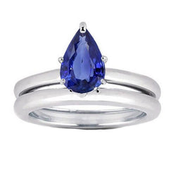 Srilanka Saphir Solitär Birnen Ehering Set 2 Karat