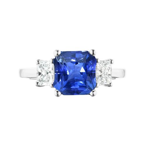 Strahlender Diamant & Blauer Saphir Ring 3 Stein Edelstein Schmuck 2 Karat - harrychadent.ch