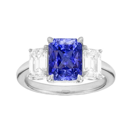 Strahlender Edelstein Ring 2 Karat Ceylon Saphir & Smaragd Diamanten Gold - harrychadent.ch