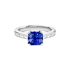Strahlender Saphir-Verlobungsring 2 Karat Baguette-Akzent-Kanal-Set
