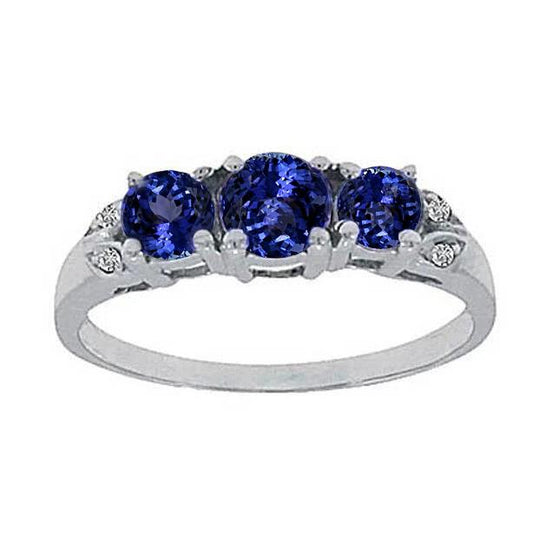 Tansanit AAA runder Diamant 2,75 Karat Ring Edelsteinschmuck