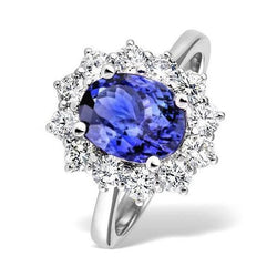 Tansanit Diamant Ring Blumenstil Lady Goldschmuck 2 Karat